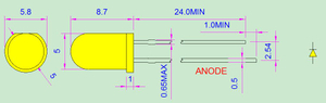 5mm Yellow Round LED Lamp with yellow diffused