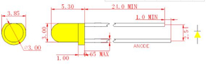 3mm Yellow Round LED Lamp with Yellow Diffused